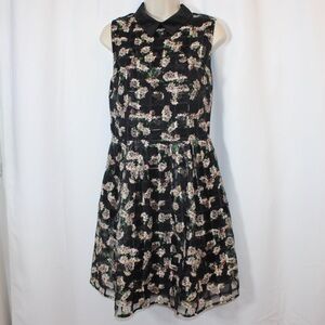 ERIN by Erin Fetherston Women’s Black Floral Midi Dress Size 8 Cocktail Party